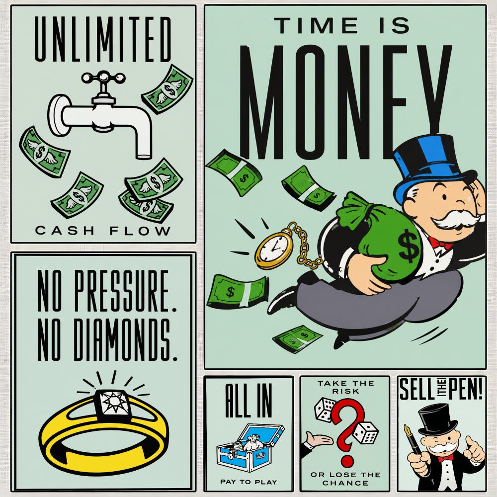 Hasbro Game Monopoly - Настенный постер «Монополи» от Hasbro, съемный,